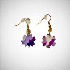 KVITKA CREATIONS Purple Marble Handmade Dainty Earrings
